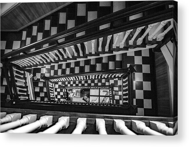 Stairs Acrylic Print featuring the photograph Checkerboard Stairs Staunton Virignia by Betsy Knapp