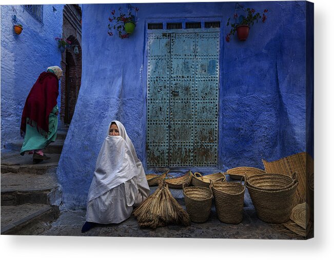 Street Acrylic Print featuring the photograph Chefchaouen Women by Fadhel Almutaghawi