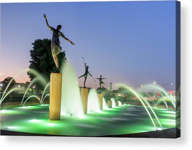 America Acrylic Print featuring the photograph Children's Fountain at Dawn - Kansas City Missouri by Gregory Ballos