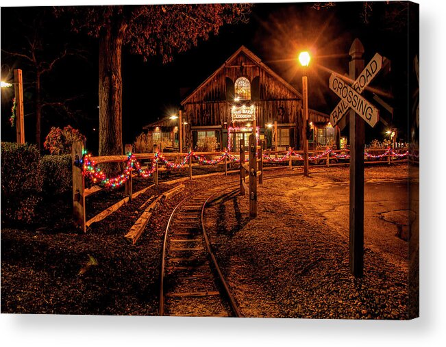 Smithville Acrylic Print featuring the photograph Christmas At The Barn In Smithville by Kristia Adams