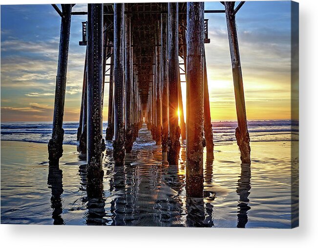 Ocean Acrylic Print featuring the photograph Christmas Eve at The Pier by Ann Patterson