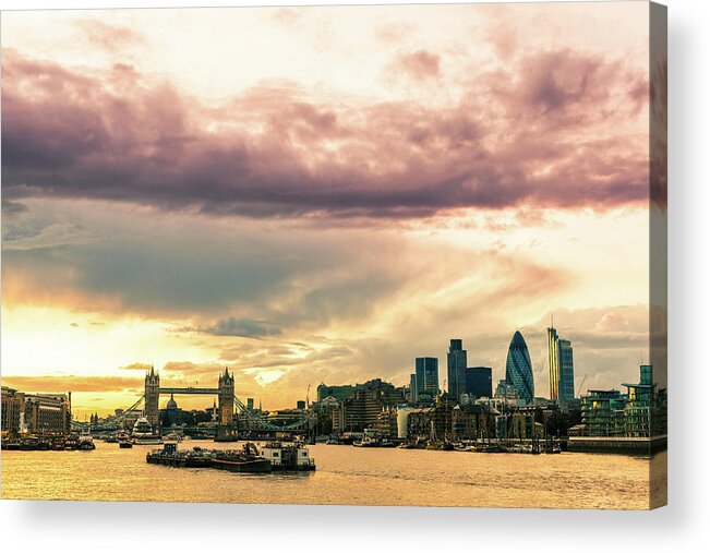 Scenics Acrylic Print featuring the photograph City Of London At Sunset by Zodebala
