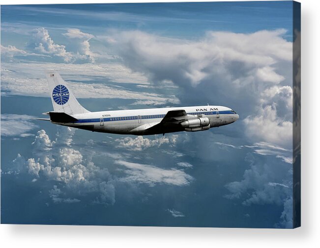 Pan American World Airways Acrylic Print featuring the mixed media Classic Pan Am Boeing 707 Clipper Gladiator by Erik Simonsen