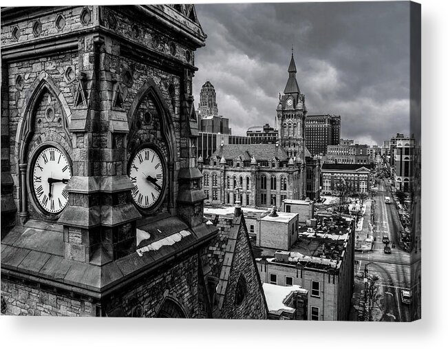 Clocks Acrylic Print featuring the photograph Clocks Ahead by John Angelo Lattanzio