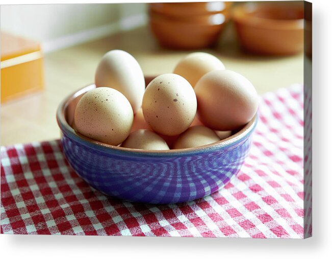 Large Group Of Objects Acrylic Print featuring the photograph Close Up Of Bowl Of Eggs by Debby Lewis-harrison