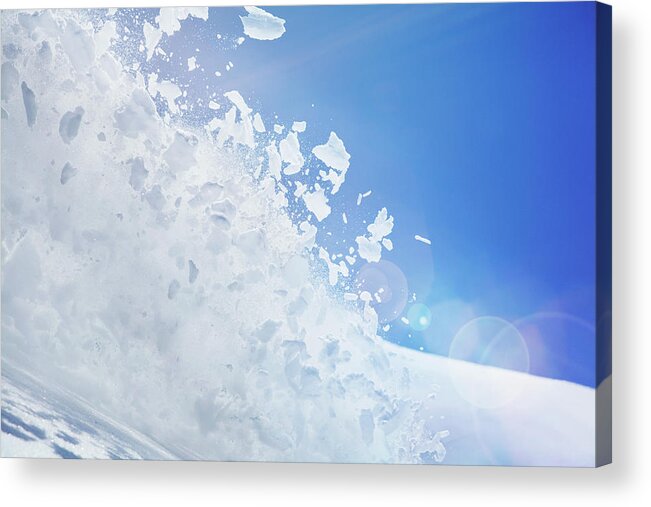 Snow Acrylic Print featuring the photograph Close Up Of Snow Covered Hill With by Moof