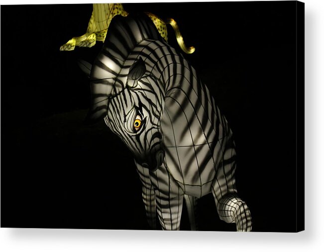Zebra Acrylic Print featuring the photograph Closeup of Zebra Christmas Decoration in Palm Desert by Colleen Cornelius