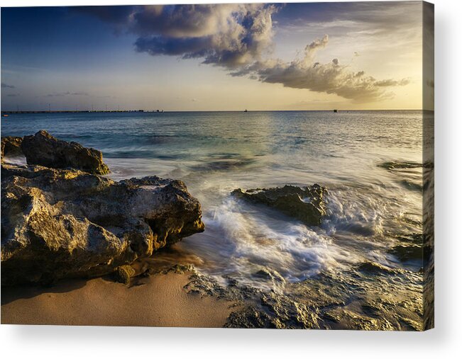 Beach Acrylic Print featuring the photograph Coconuts Beach Waves at Sunset by Amanda Jones