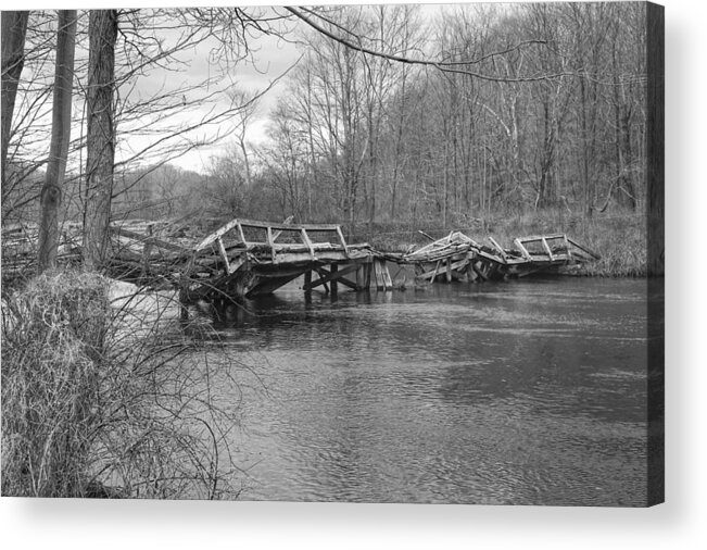 Waterloo Village Acrylic Print featuring the photograph Collapsed Bridge at Waterloo Village by Christopher Lotito