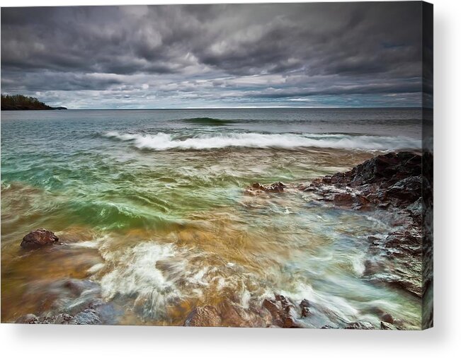 Outdoors Acrylic Print featuring the photograph Colorful Waves Of Lake Superior by Image By Jeff Jacobson