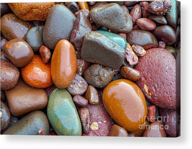 Stone Acrylic Print featuring the photograph Colorful Wet Stones by Susan Rydberg
