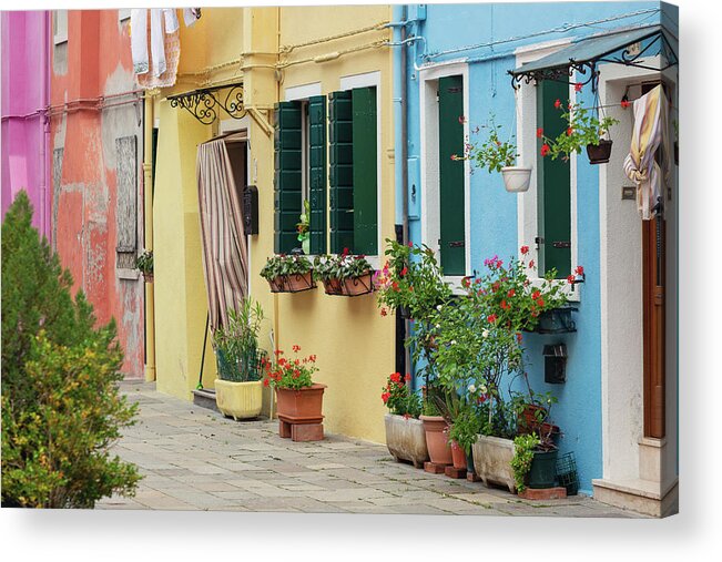 Burano Acrylic Print featuring the photograph Colors of Burano Italy #4 by Melanie Alexandra Price