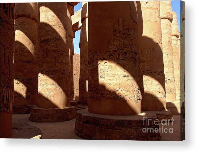 Egypt Acrylic Print featuring the photograph Columns in hypostyle hall at Karnak Temple - Luxor, Egypt by Ulysse Pixel