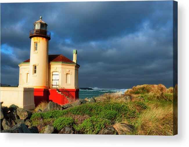 Lighthouse Acrylic Print featuring the photograph Coquille River Light by Dee Browning