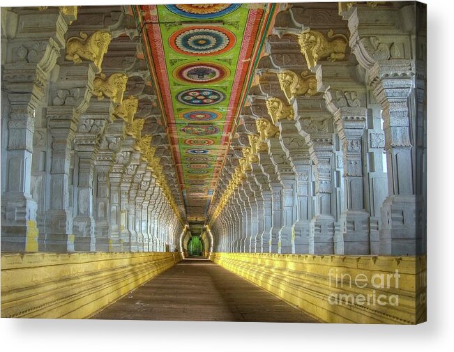 Built Structure Acrylic Print featuring the photograph Corridor Of Ramnathswamy Temple, Ramesh by Saurabh