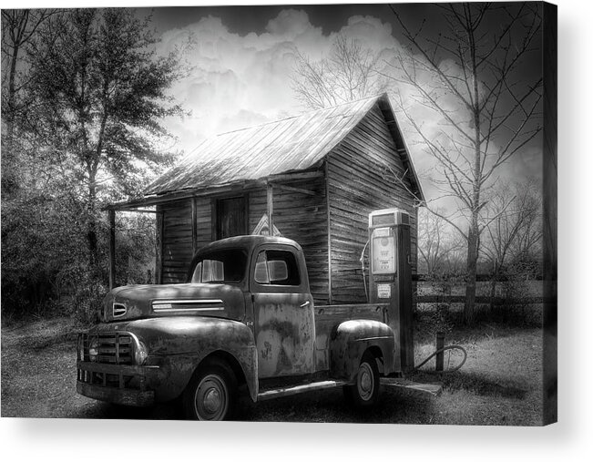 Black Acrylic Print featuring the photograph Country Olden Days Black and White by Debra and Dave Vanderlaan