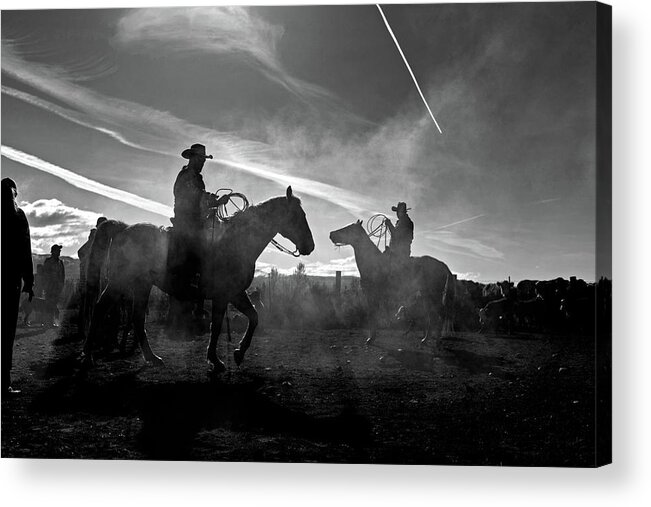 Ranch Acrylic Print featuring the photograph Cowboys on horses by Julieta Belmont