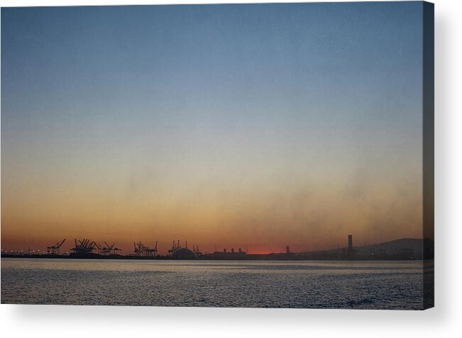 Scenics Acrylic Print featuring the photograph Cranes At Long Beach Harbor At Dusk by Alexandre Fp