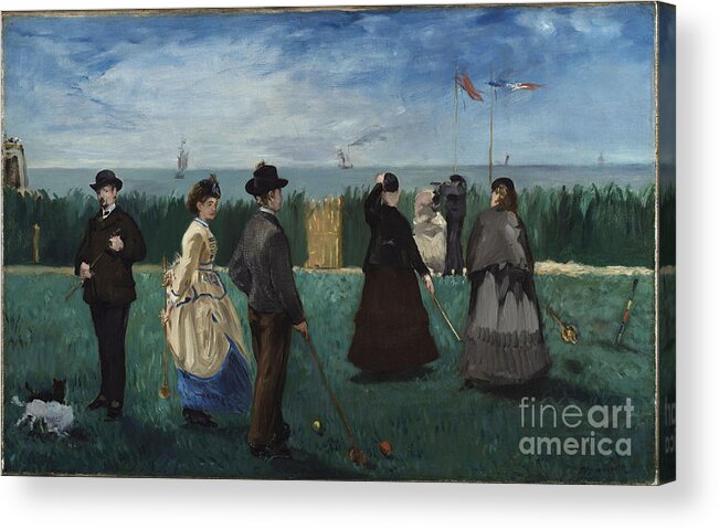 Oil Painting Acrylic Print featuring the drawing Croquet At Boulogne by Heritage Images