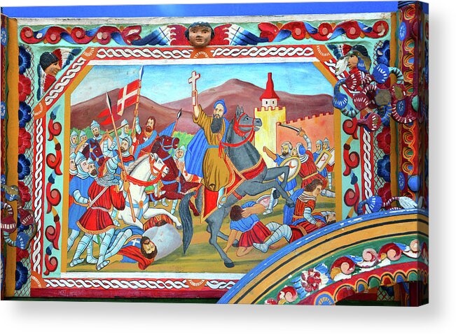 Crusades Acrylic Print featuring the photograph Crusade battle scene and cart by David Lee Thompson
