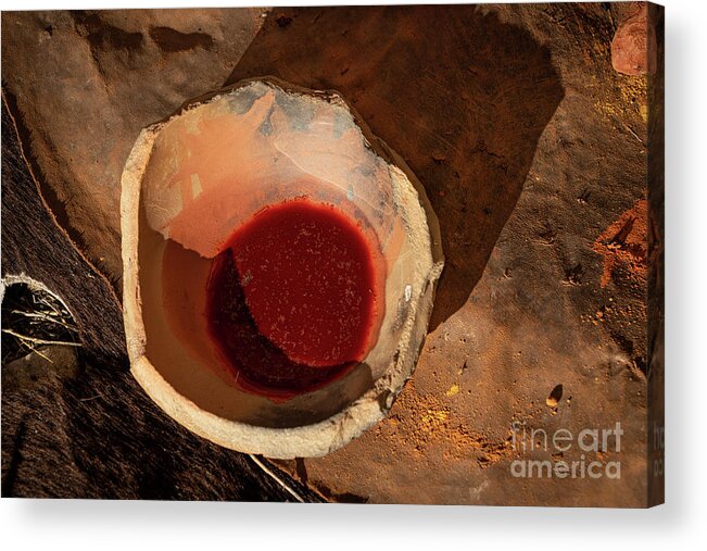 Nobody Acrylic Print featuring the photograph Crushed Ochre Pigment Mixed With Water by Philippe Psaila/science Photo Library