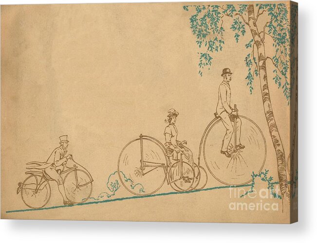 1930-1939 Acrylic Print featuring the drawing Cycling 1839-1939 Back Cover by Print Collector