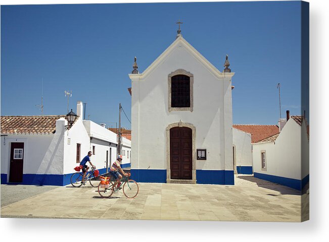 Sports Helmet Acrylic Print featuring the photograph Cycling In Portuguese Village by Enrique Díaz / 7cero