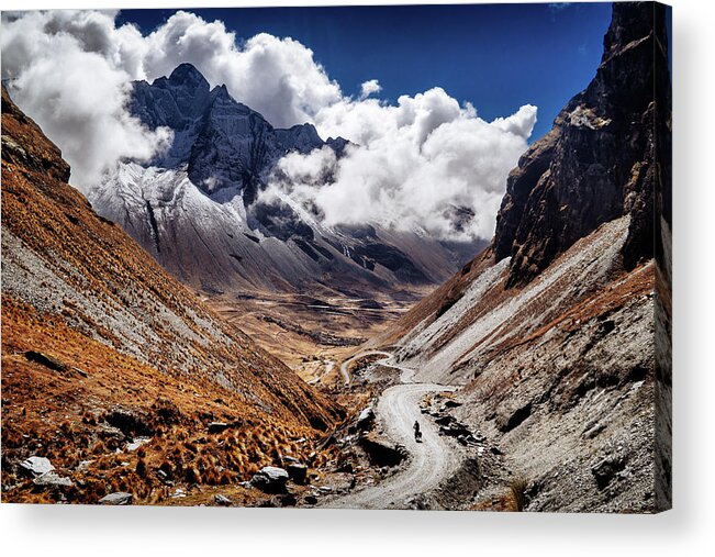 Bolivia Acrylic Print featuring the photograph Cycling the death road in Bolivia by Kamran Ali