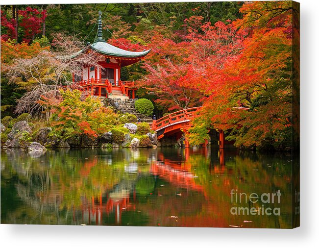 Beauty Acrylic Print featuring the photograph Daigo-ji Temple With Colorful Maple by Patryk Kosmider