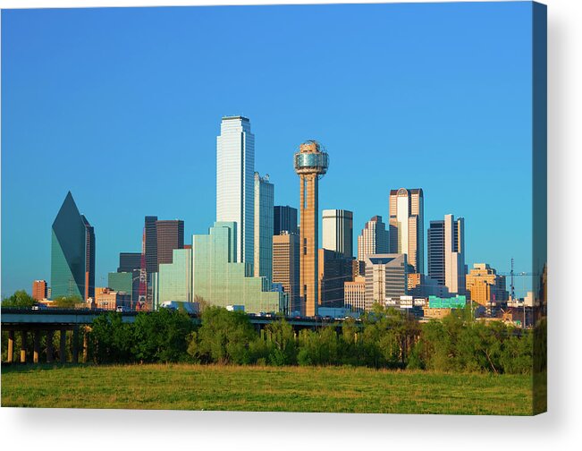 Grass Acrylic Print featuring the photograph Dallas Downtown Skyline by Davel5957