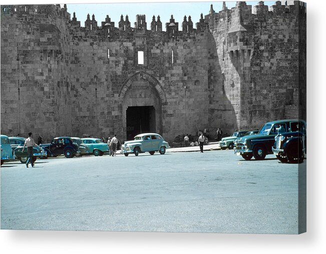 Damascus Gate Acrylic Print featuring the photograph Damascus Gate and Cars by Munir Alawi