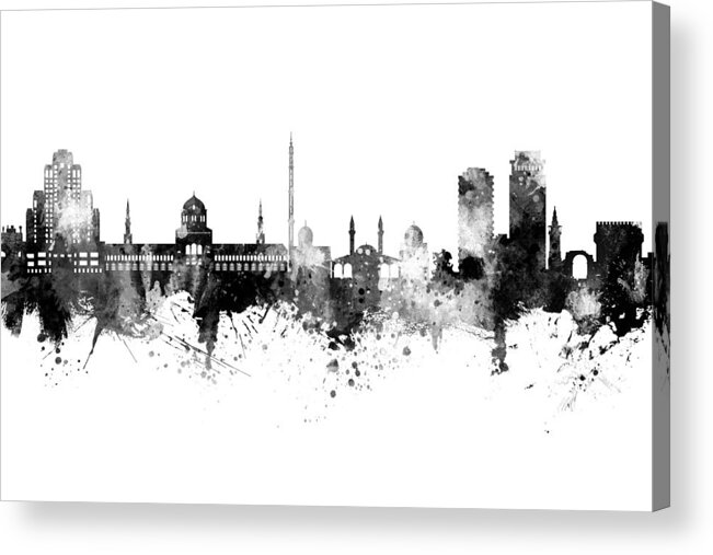 Damascus Acrylic Print featuring the digital art Damascus Syria Skyline by Michael Tompsett