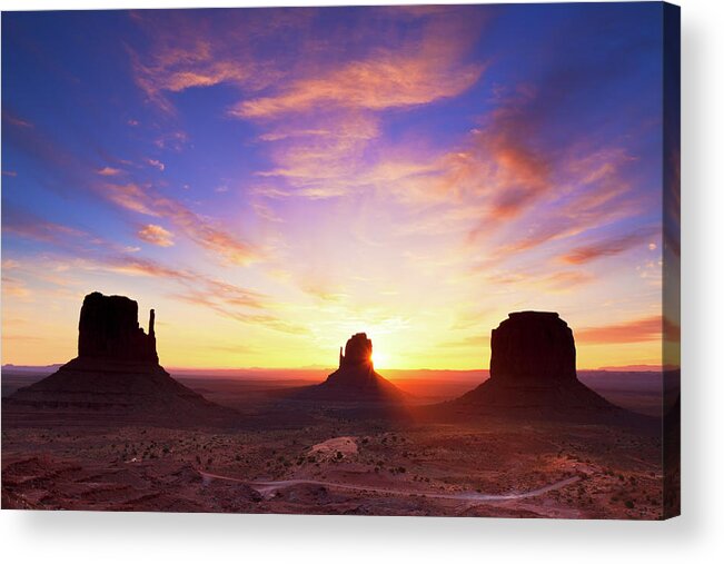 Dawn Acrylic Print featuring the photograph Dawn At Monument Valley by Glowingearth