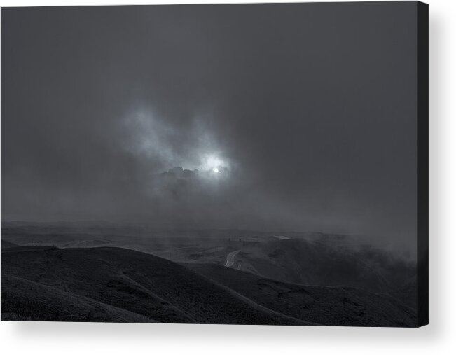 Landscape.b&w.aso.daybreak Acrylic Print featuring the photograph Daybreak by Blue Shadow