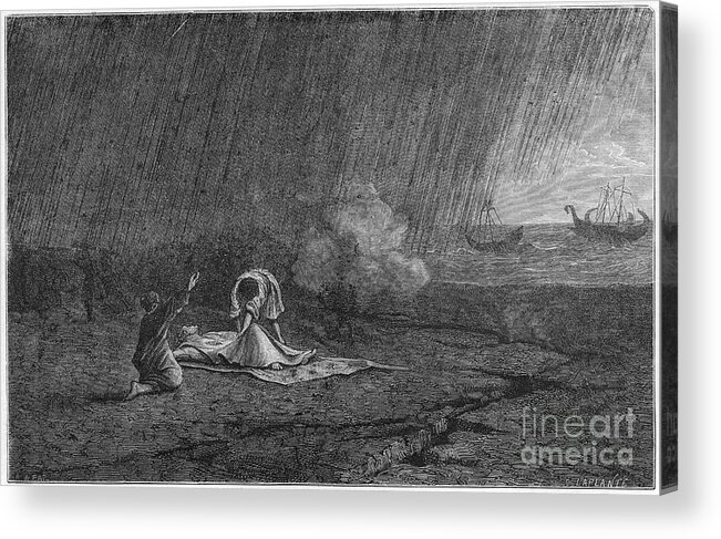 Engraving Acrylic Print featuring the drawing Death Of Pliny The Elder, 79 1866 by Print Collector