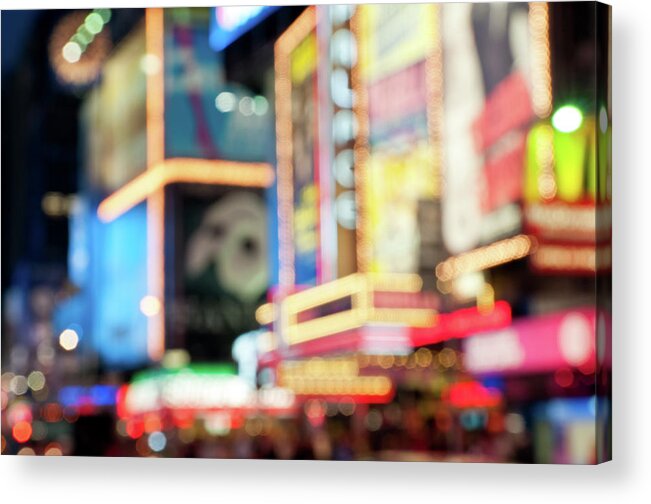Outdoors Acrylic Print featuring the photograph Defocused Bright Lights Of Time Square by Travelif
