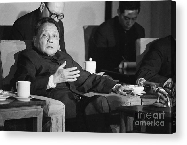 People Acrylic Print featuring the photograph Deng Xiaoping At Press Conference by Bettmann