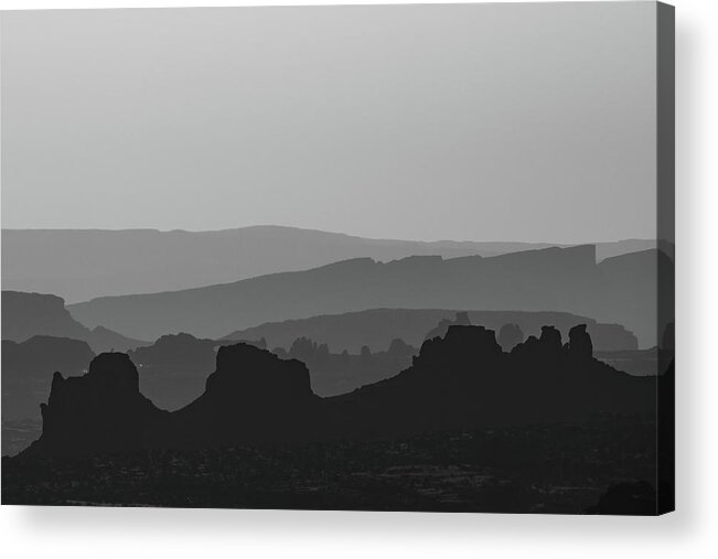 Mountain Landscape Acrylic Print featuring the photograph Desert Mountain Layers - Monochrome Minimalism by Gregory Ballos