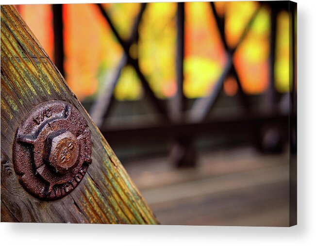 Autumn Acrylic Print featuring the photograph Details On A Covered Bridge by Jeff Sinon