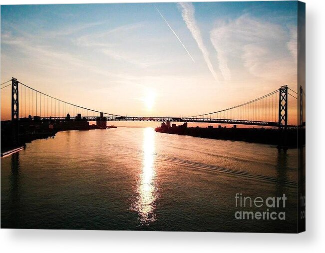 Photography Acrylic Print featuring the painting Detroit River by Margaryta Yermolayeva