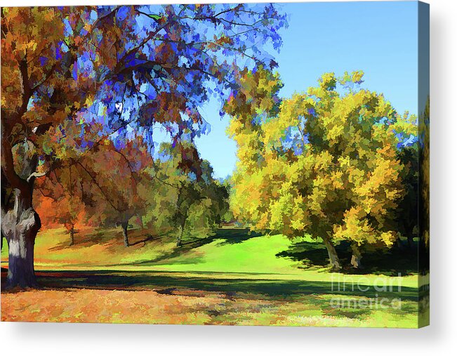 Autumn Acrylic Print featuring the photograph Digital Art Fall Colors Park by Chuck Kuhn