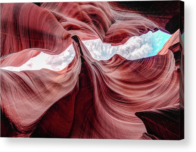 Lower Antelope Canyon Acrylic Print featuring the photograph Divided View by Laura Hedien