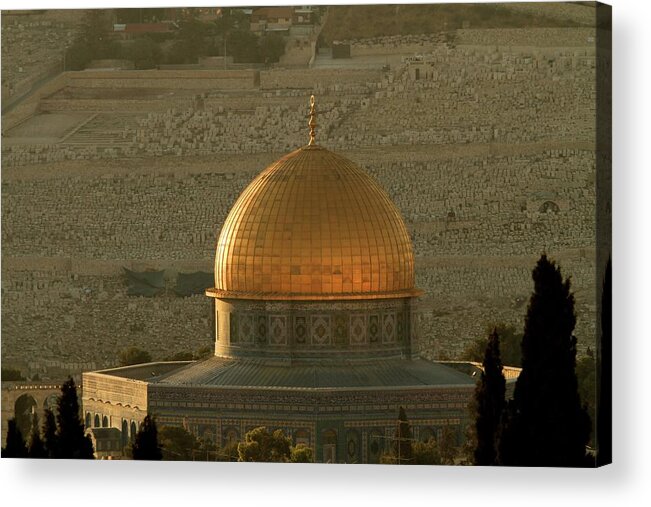 Dome Of The Rock Acrylic Print featuring the photograph Dome Of The Rock Mosque In Jerusalem by Picturejohn
