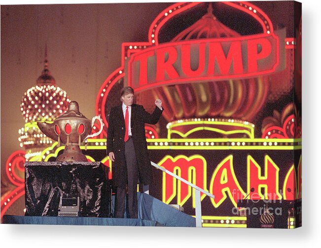 Fist Acrylic Print featuring the photograph Donald Trump At The Grand Opening by Bettmann