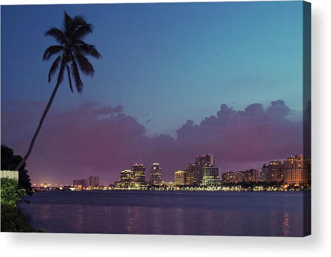 Tranquility Acrylic Print featuring the photograph Downtown Lights, West Palm Beach by Ddmitr