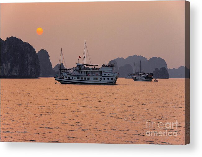 Bai Tu Long Bay Acrylic Print featuring the photograph Dragons Pearl at Sunset by Bob Phillips