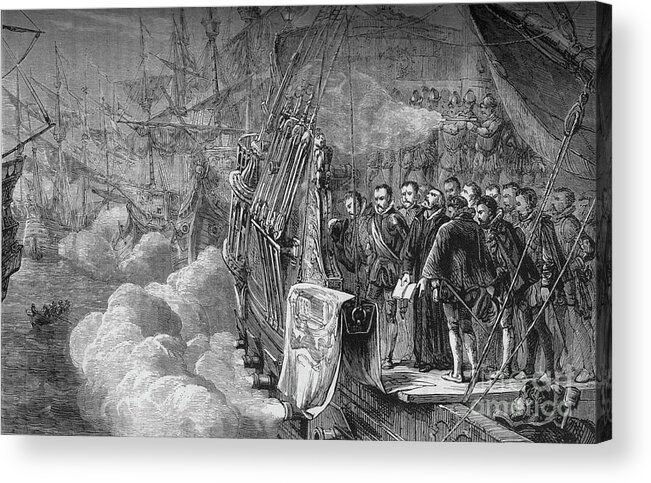 Rifle Acrylic Print featuring the drawing Drakes Funeral, January 1596, C1880 by Print Collector