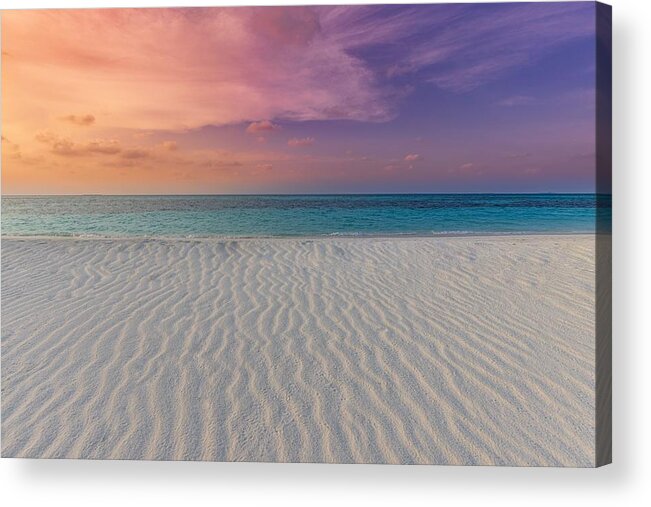 Landscape Acrylic Print featuring the photograph Dream Sunset Calm Sea Shore. Seaside by Levente Bodo