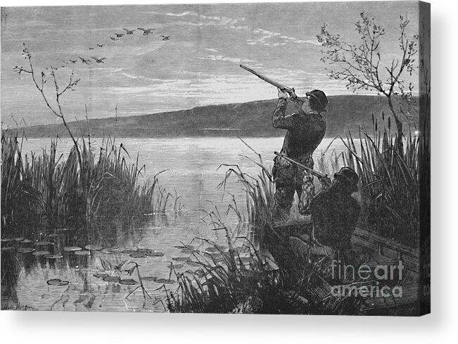 Scenics Acrylic Print featuring the drawing Duck-shooting On Saratoga Lake by Print Collector