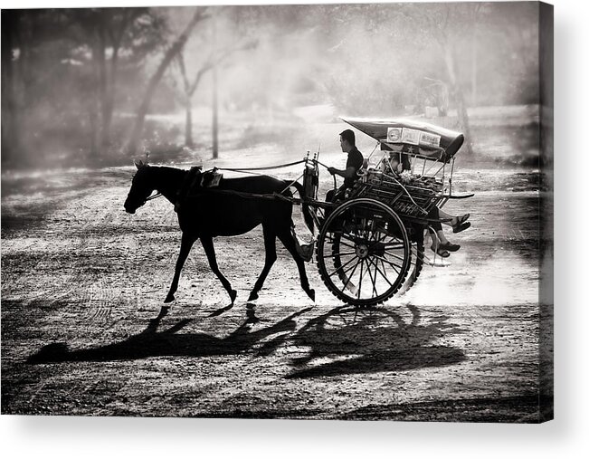 Horse Acrylic Print featuring the photograph Dusty Horse Ride by Tom Baetsen - Xlix.nl